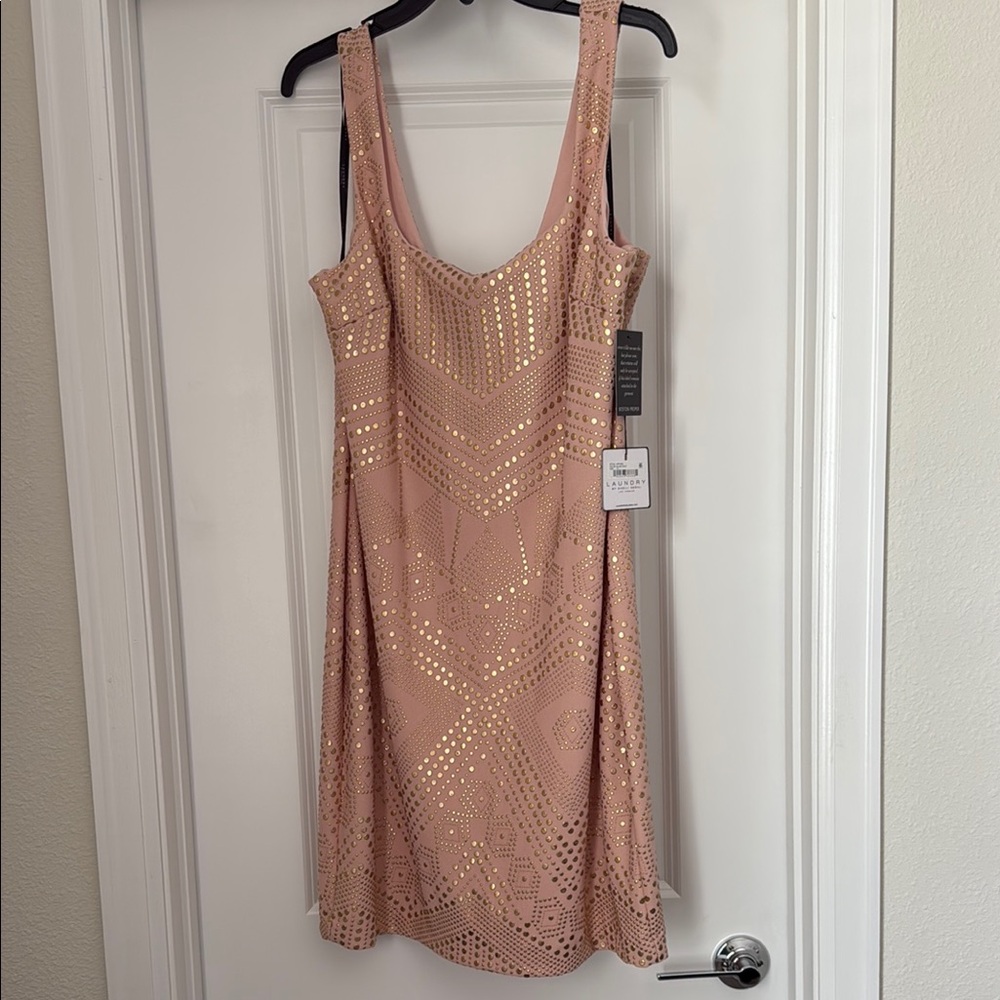 Laundry By Shelli Segal Pink and Gold Sequin Mini Dress
